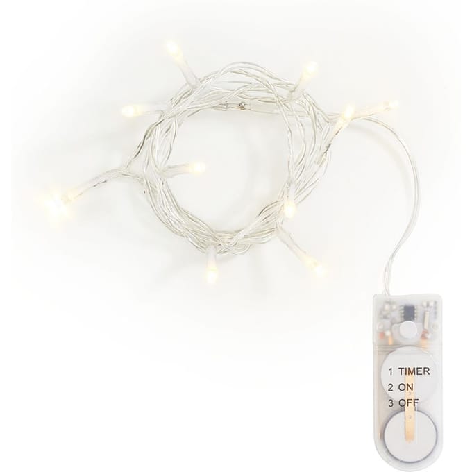 VBS Mini LED lichtketting, met timer, met knoopcellen - 10 LED's