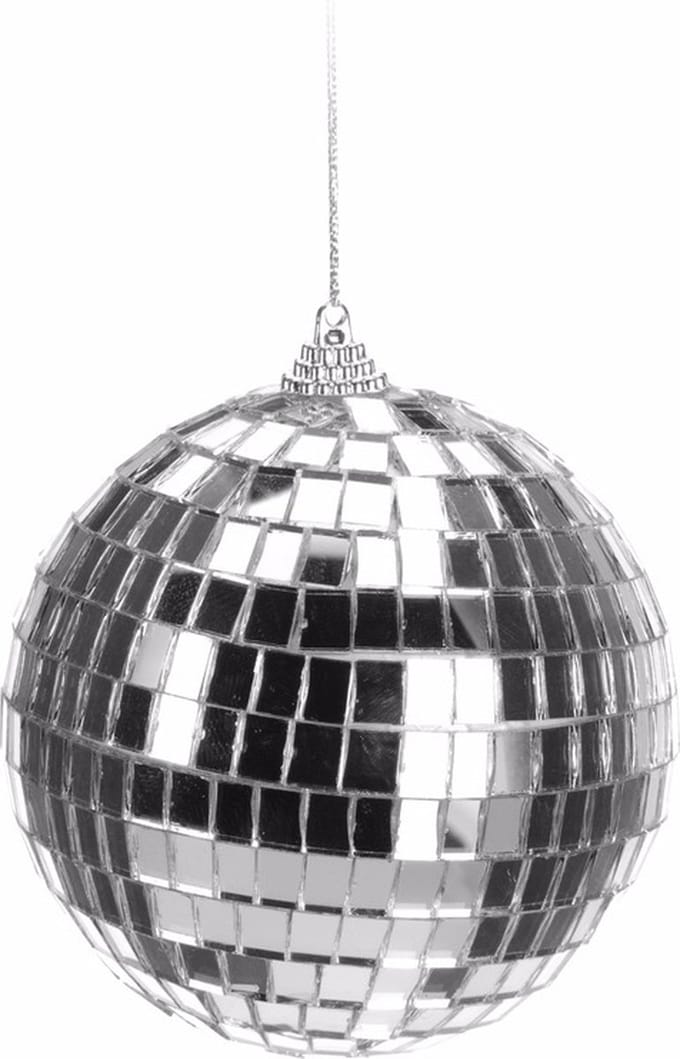 Kerstbal - discobal - zilver - D10 cm - piepschuim/glas - spiegelbol - kerstversiering