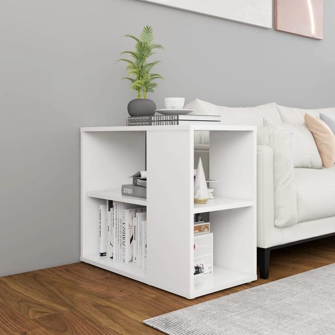 vidaXL - Bijzetkast - 60x30x50 - cm - bewerkt - hout - wit