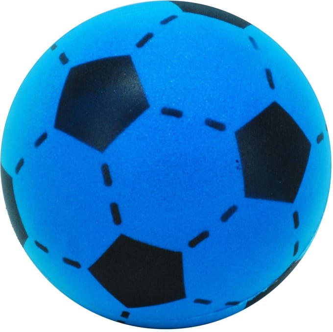 T&F Creations Softbal foam - voetbal print - blauw - zacht - dia 20 cm - speelgoed ballen