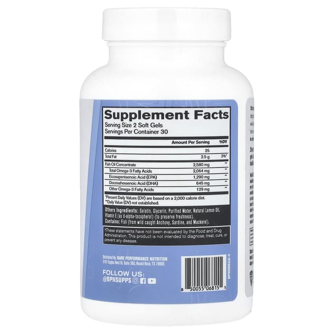 BPN, powerful omega, 2,580mg, 60 softgels (1,290mg per softgel)