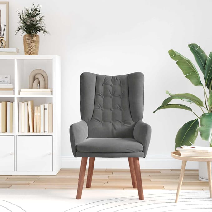 vidaXL - Fauteuil - Donkergrijs - 63 - x - 67 - x - 94 - cm - Fluweel