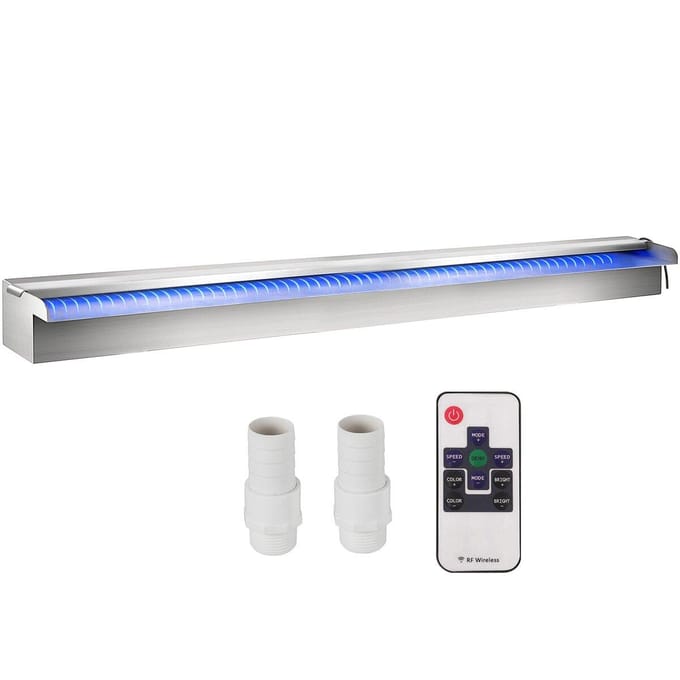 Kleurrijke LED zwembadwatervaloverloop in roestvrij staal 120x11.5x8 cm
