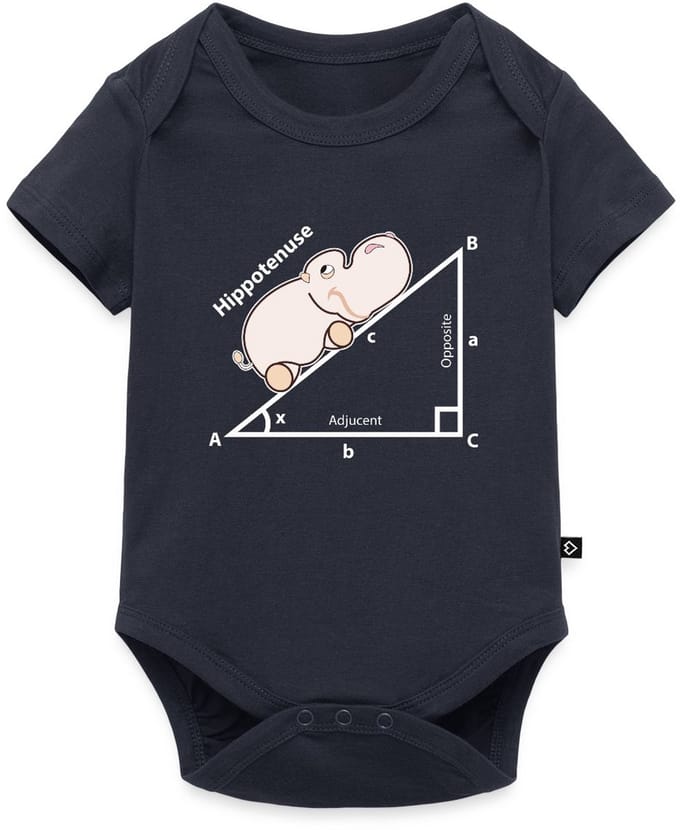 Grappige Hippo Wiskunde | Hippotenuse Baby Rompertje Met Korte Mouwen