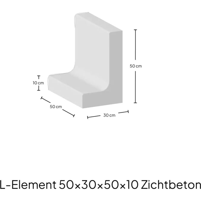 L-Element 50x30x50x10cm Zichtbeton