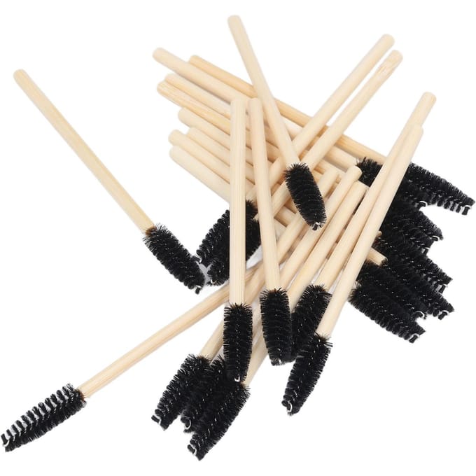 Lot de 100 brosses à cils jetables en bambou, respectueuses de l'environnement noir