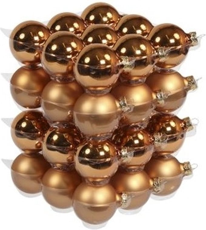 Othmar Decorations kerstballen - 36x st - koper - D6 cm - glas - kerstversiering