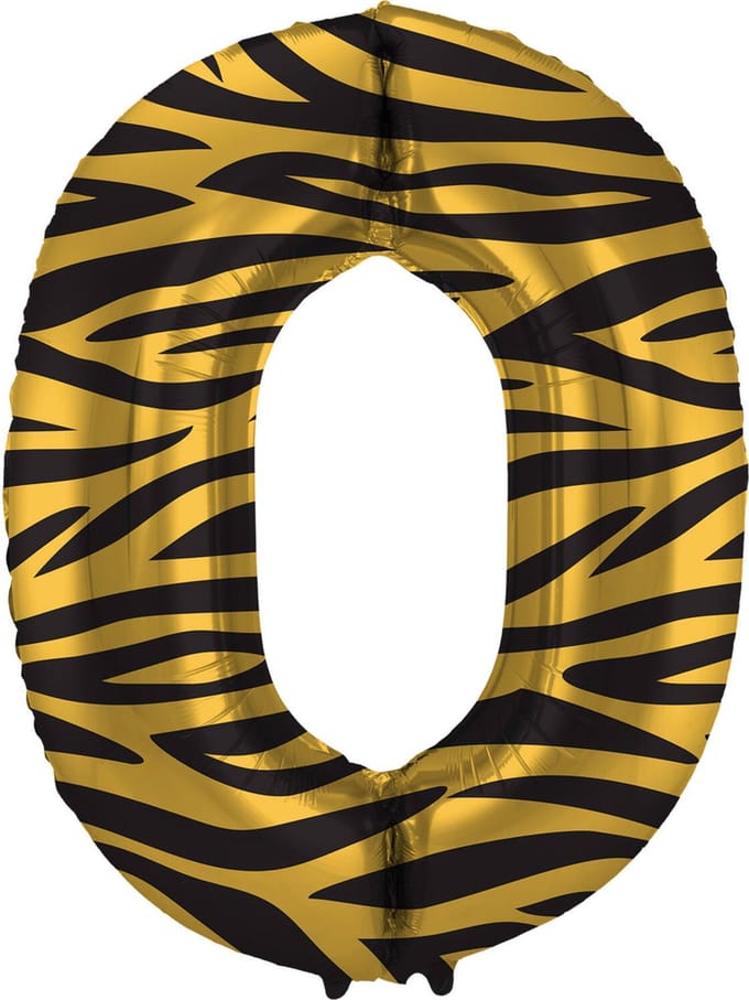 Folat - Folieballon Cijfer 0 Tiger Chic - 86 cm