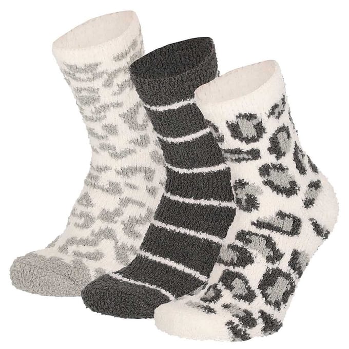 Morethansocks - Bedsokken dames - Grijs - 3-Pak - One Size - Slaapsokken - Fluffy sokken - Warme sokken