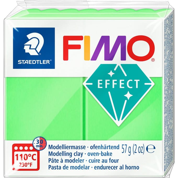 FIMO effect ovenhardende boetseerklei standaard blokje 57 g - neon groen