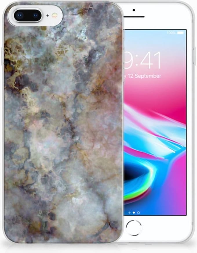 Apple iPhone 7 Plus | 8 Plus TPU Siliconen Hoesje Marmer Grijs