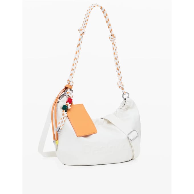 Desigual schoudertas Half Logo Waver Shoulder Bag Beige Crude crème