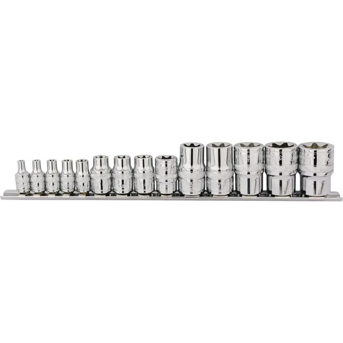 Spel 14 doppen Draper Torx 1/4'', 3/8'' & 1/2''