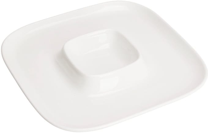 Excellent Houseware Hapjes / Tapas serveerschaal - poselein - wit - 26 cm - met 2 vakken - rond