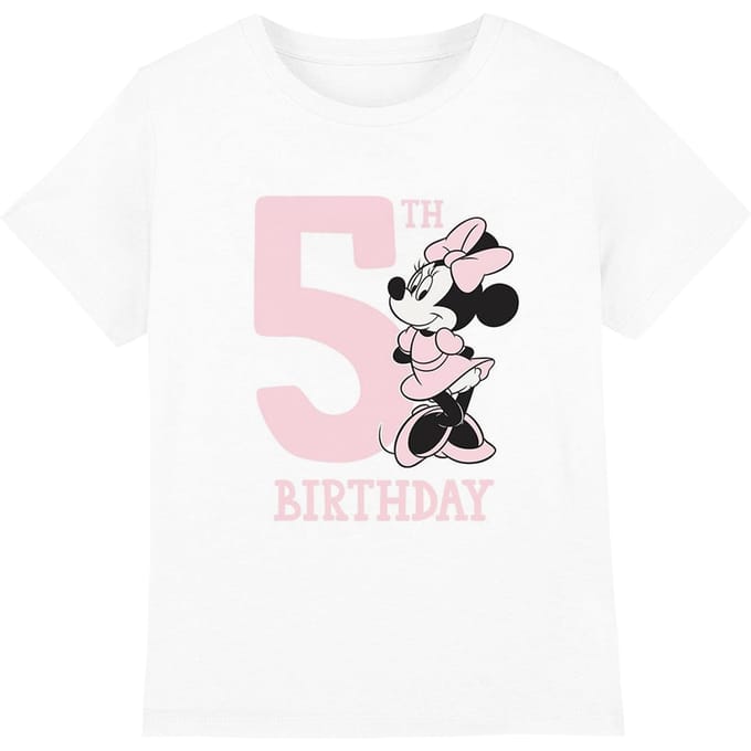 Disney Kinderen/Kinderen Minnie Mouse 5e Verjaardag T-Shirt (Wit)