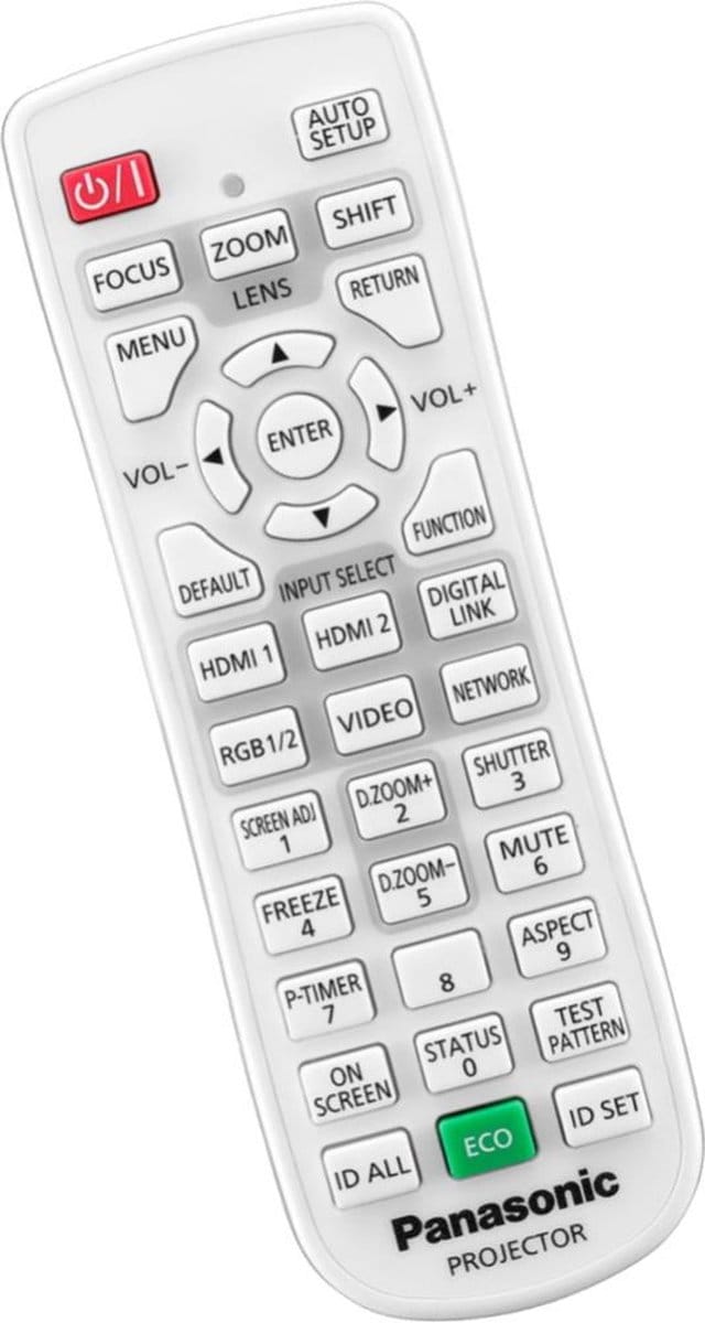 Afstandsbediening geschikt voor de PANASONIC PT-EX620E beamer, vervangt N2QAYA000119