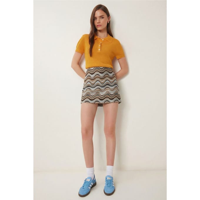 Hoge Taille Geometrische A-Lijn Minirok