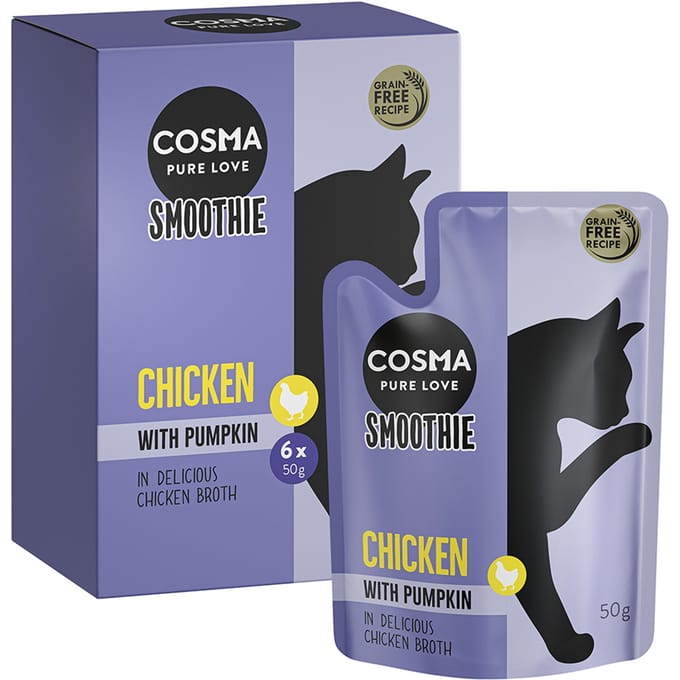 6x50g Cosma Smoothies Kattensnacks Kip met Pompoen