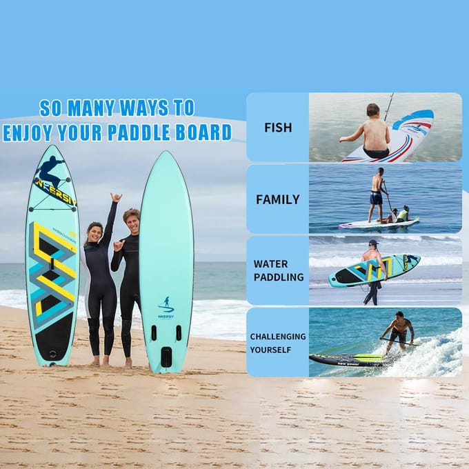 Panneau de pagaie gonflable debout, panneau de pagaie de 320cm, capacité de 300lb vert