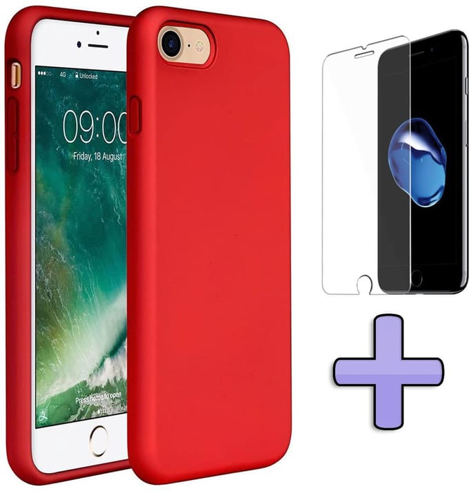 HB Hoesje Geschikt voor Apple iPhone SE (2020) Rood - Siliconen Back Cover / Glazen Screenprotector