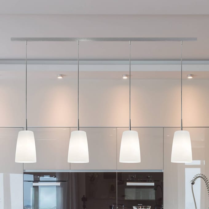 Casablanca hanglamp Mesa, wit, glas, 4-lamps, 120 cm, E27
