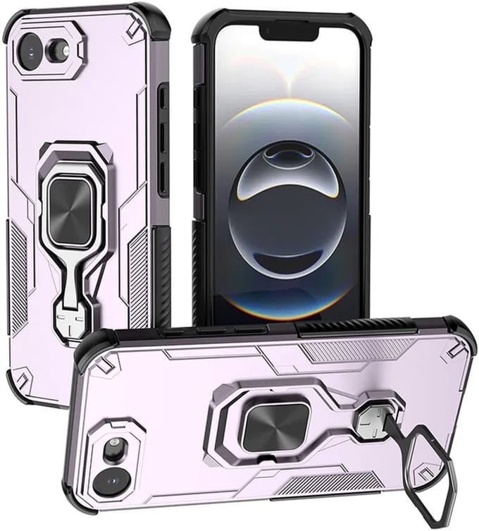 MobyDefend Hoesje - Geschikt voor iPhone 16e / iPhone 17e - Dubbelgelaagde Pantsercase Met Standaard - Roze
