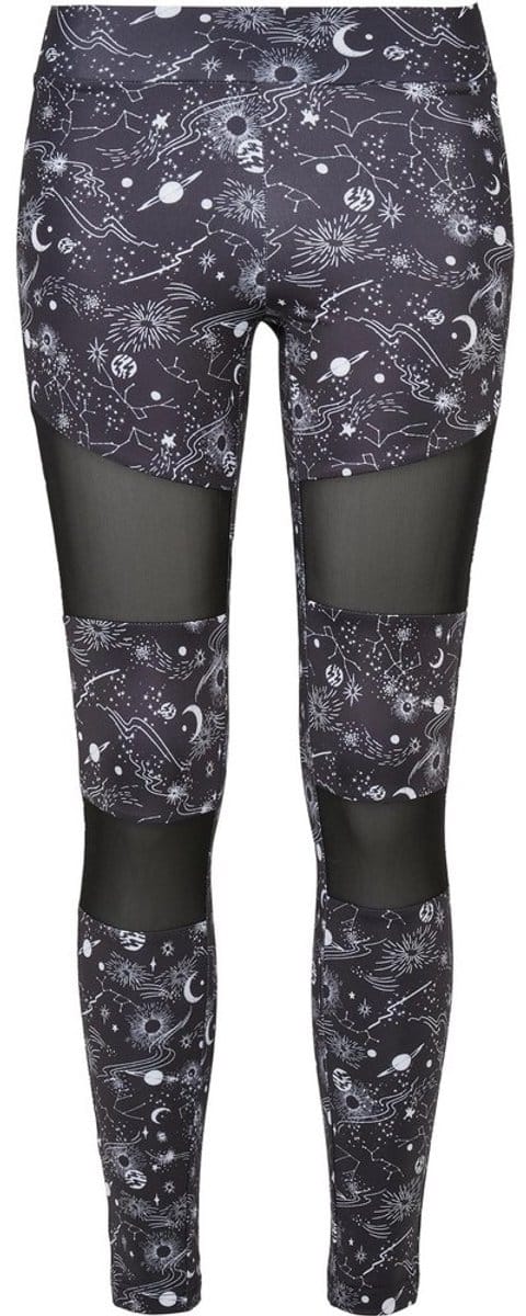 Urban Classics - Tech Mesh AOP blackuniverse Sportlegging - XXL - Zwart