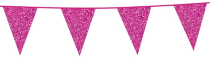 Glitter vlaggenlijn hot pink 6 meter.