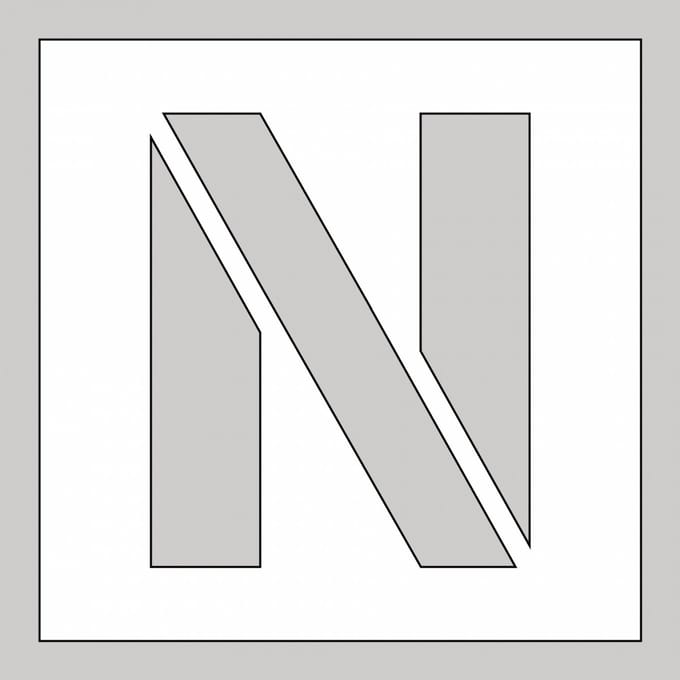 Spuitsjabloon letter N - dibond 500 x 500 mm