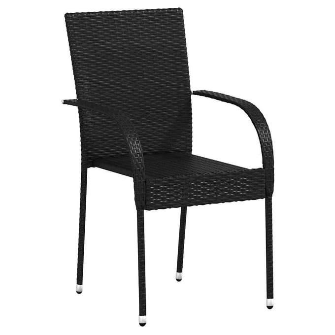 vidaXL - Tuinstoelen - stapelbaar - 6 - st - poly - rattan - zwart