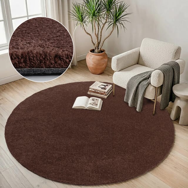 Muratap Comfy premium rond luxe effen vloerkleed wasbaar uni 240 cm rond