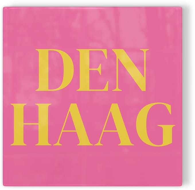 Tegeltje Den Haag - roze geel - tegeltje stad - tegeltje met tekst
