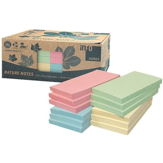 Info sticky notes - recycled - 12 x 100 vel - 125x75mm - geel, groen, roze, blauw - IN-5655-88