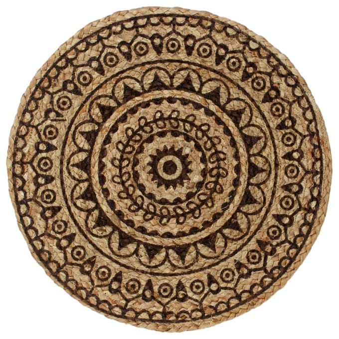 vidaXL Placemats 4 st rond 38 cm jute donkerbruin