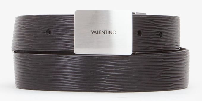 VALENTINO Leren Riem Impulse Men's Belt W125 Nero Zwart