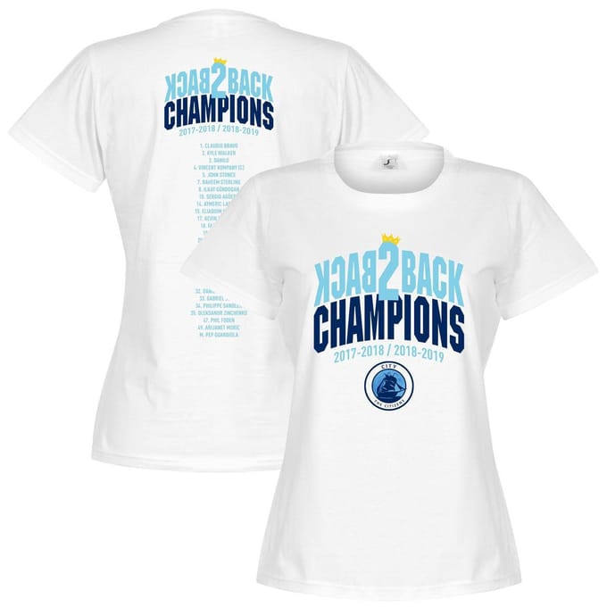 City Back to Back Champions Squad T-Shirt - Wit - Dames - XXL