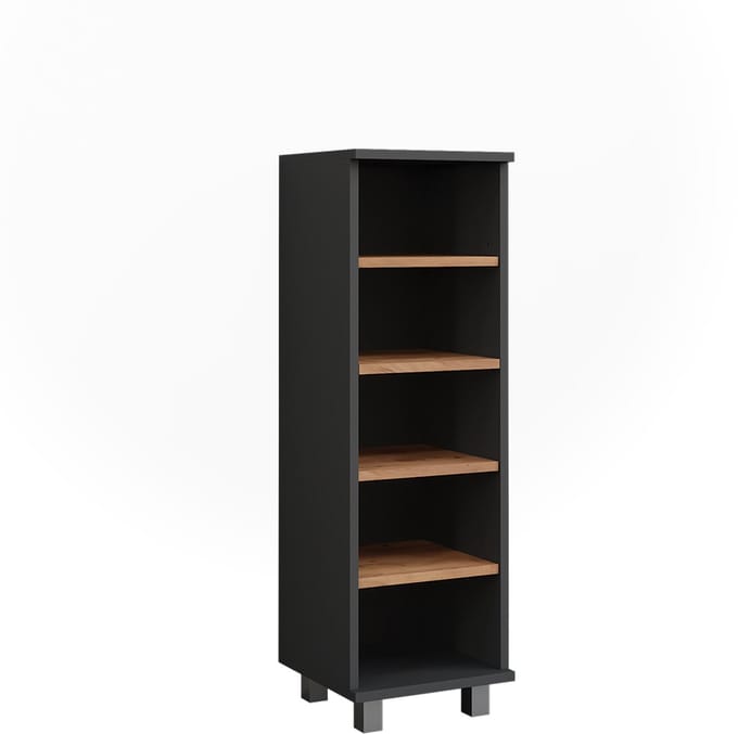Vicco Ilias Midikast – 30.2 x 95 cm met 5 open vakken Antraciet/gouden eik
