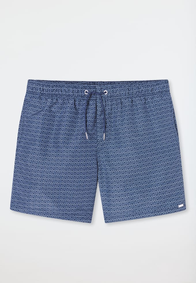Zwemshort van geweven stof, navy met patroon - aquablauw 4