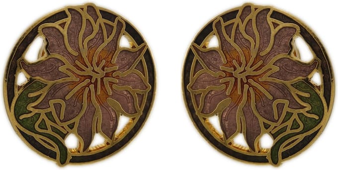 Behave - Oorclips dames - bloemmotief - paars - 2 cm