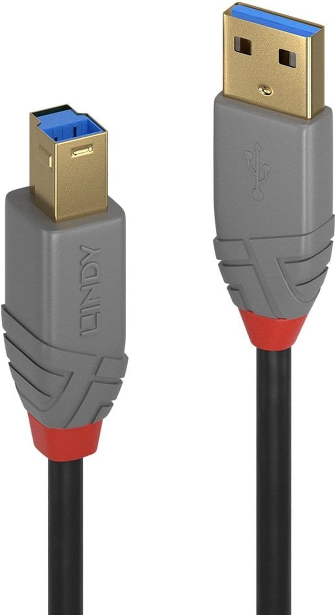 LINDY 36742 USB-kabel USB 3.2 Gen1 USB-A stekker, USB-B stekker 2.00 m Zwart