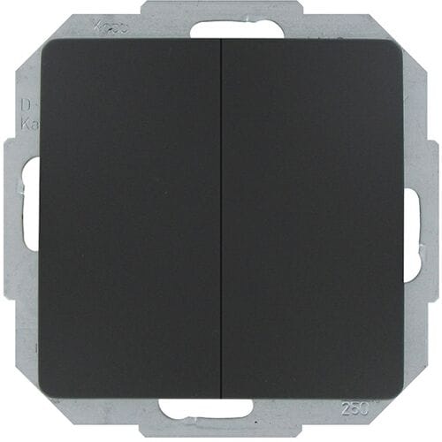 Kopp Serieschakelaar - Dubbele Knoppen - Mat Zwart - Thermoplast - IP20