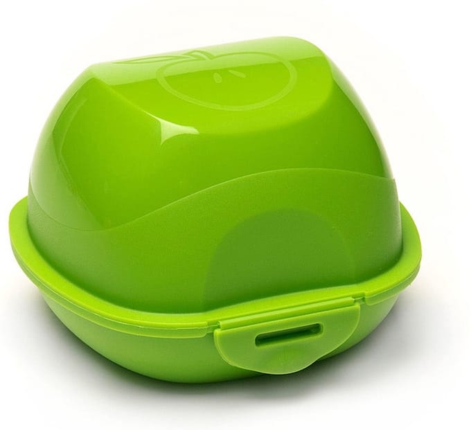 Appeldoos - Fruitbox met clipsluiting - Fruitdoos voor bescherming - BPA-vrije Appeldoosje - Groen - ⌀ 81mm