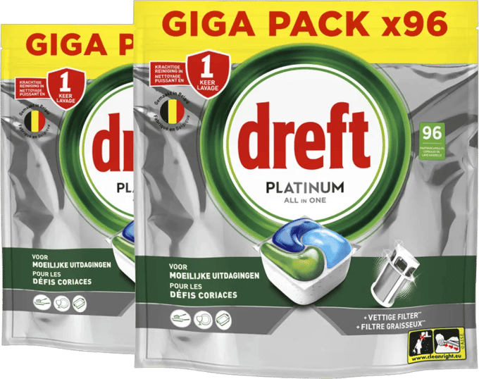 Dreft Vaatwastabletten Platinum All In One - Duo Pack (132 stuks)