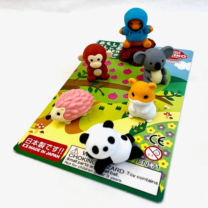 Iwako puzzel gummen bosdieren set - 7-delig