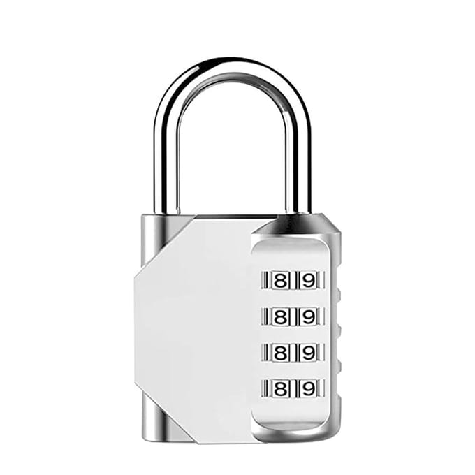 Cadenas à combinaison réinitialisable à 4 chiffres avec combinaison Cadenas à combinaison étanche et robuste pour l'extérieur pour l'école argenté