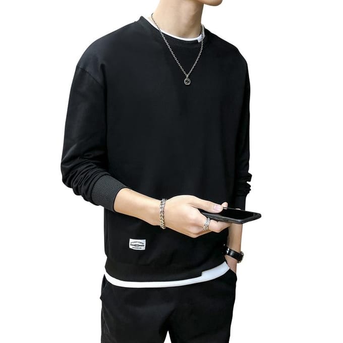 Pull à manches longues pour hommes de printemps à la mode à manches longues pour hommes, pull à manches longues décontracté et ample de marque à la mode pour hommes 4XL gray