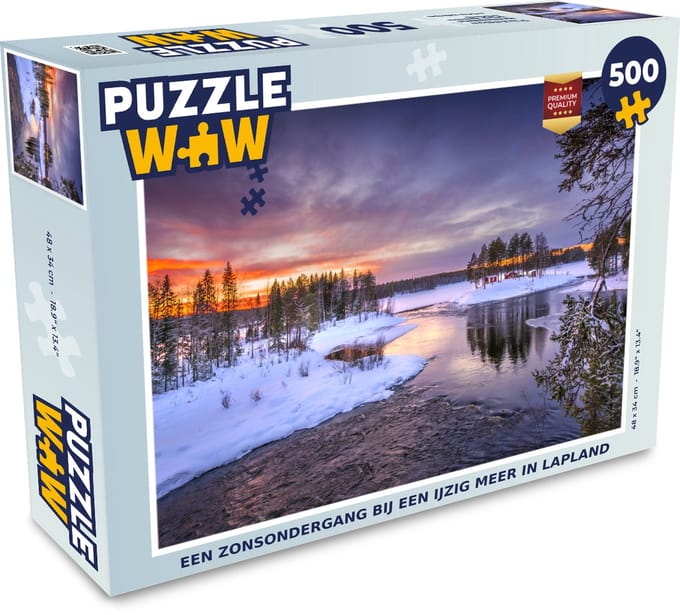 Puzzel Een zonsondergang bij een ijzig meer in Lapland - Legpuzzel - Puzzel 500 stukjes