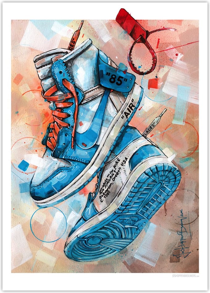 Sneaker poster Off White university blue 50x70 cm