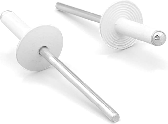 Aluminium Blindklinknagels met Grote Kop in Wit - 4.8 x 12 mm (250 Stuks)