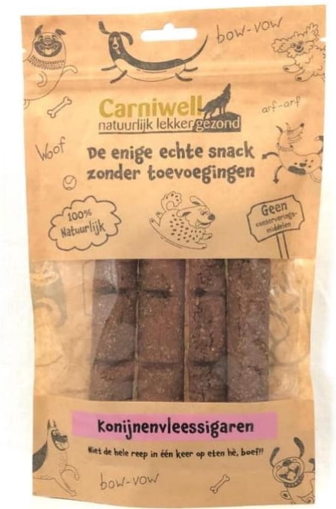 Carniwell Konijnenvleessigaren 1x4 stuks - Hondensnack